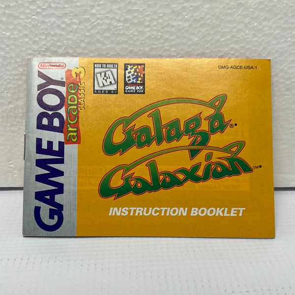Arcade Classic 3 Galaga Manual ONLY